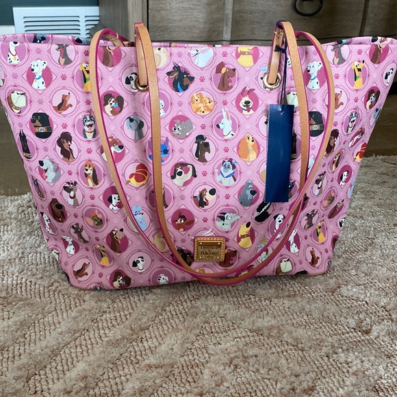 Dooney & Bourke Bags Dooney Bourke Disney 28 Dogs Pink Shoulder Bag Large Tote Used 1x Like